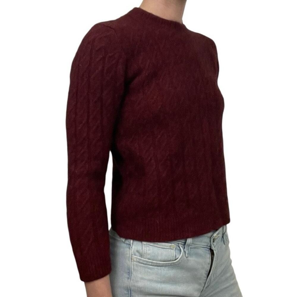 Eddie Bauer Vintage Maroon Cable Knit Lambs Wool Crewneck Sweater - Picture 3 of 8